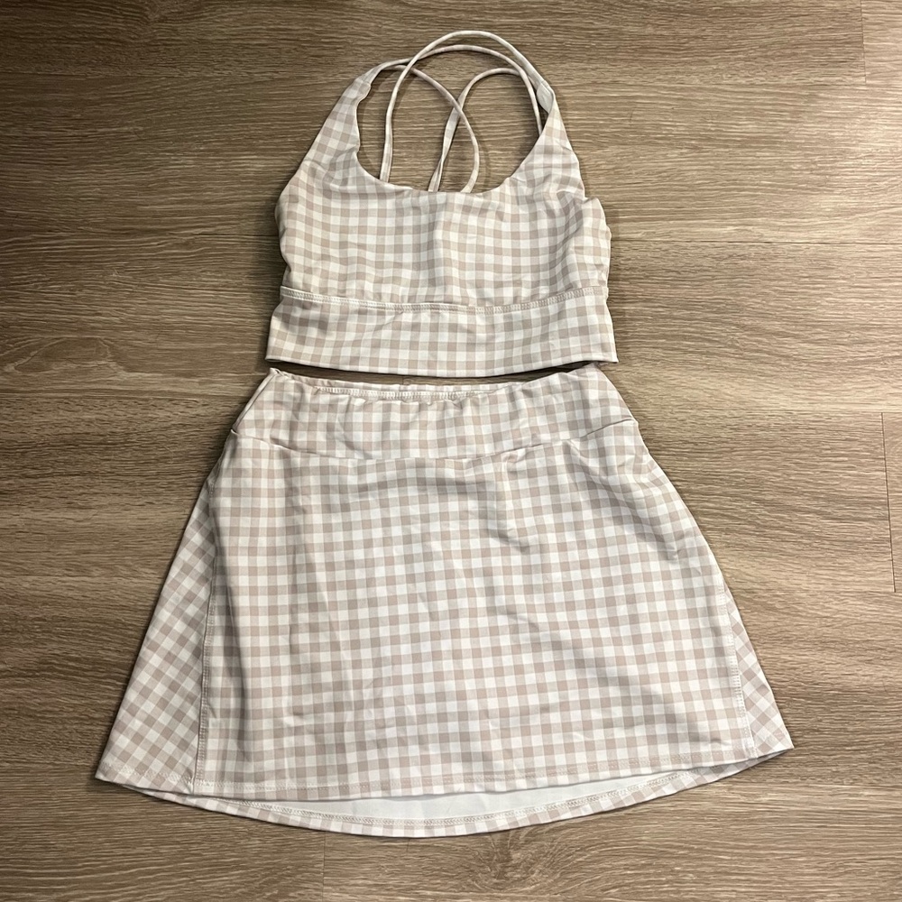 Onzie bra and tennis skirt set